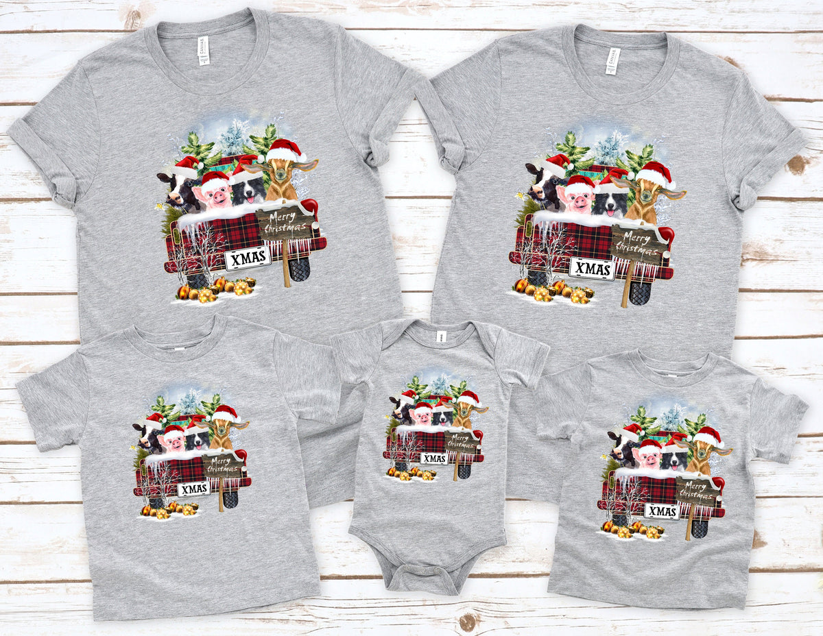 Custom Farm Animal Christmas Truck Shirt: Women's Holiday Tee
