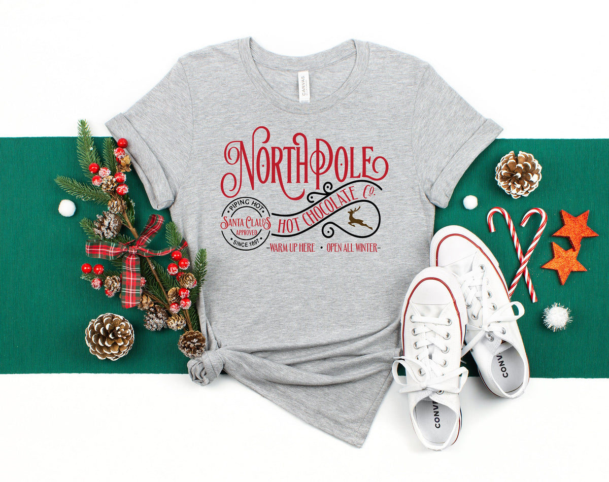 North Pole Hot Chocolate Shirt: Vintage Christmas Family Xmas
