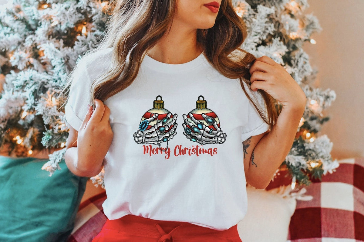 Retro Skeleton Hand Christmas Ornament Shirt
