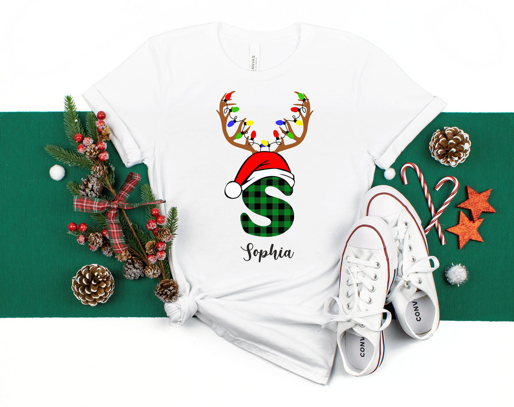Monogrammed Family Christmas Shirt: Custom Reindeer Initial