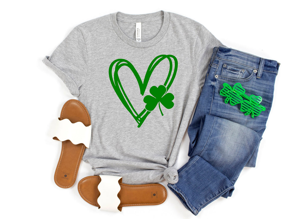 Womens Heart Shamrock Sweatshirt - St Patricks Day Gift