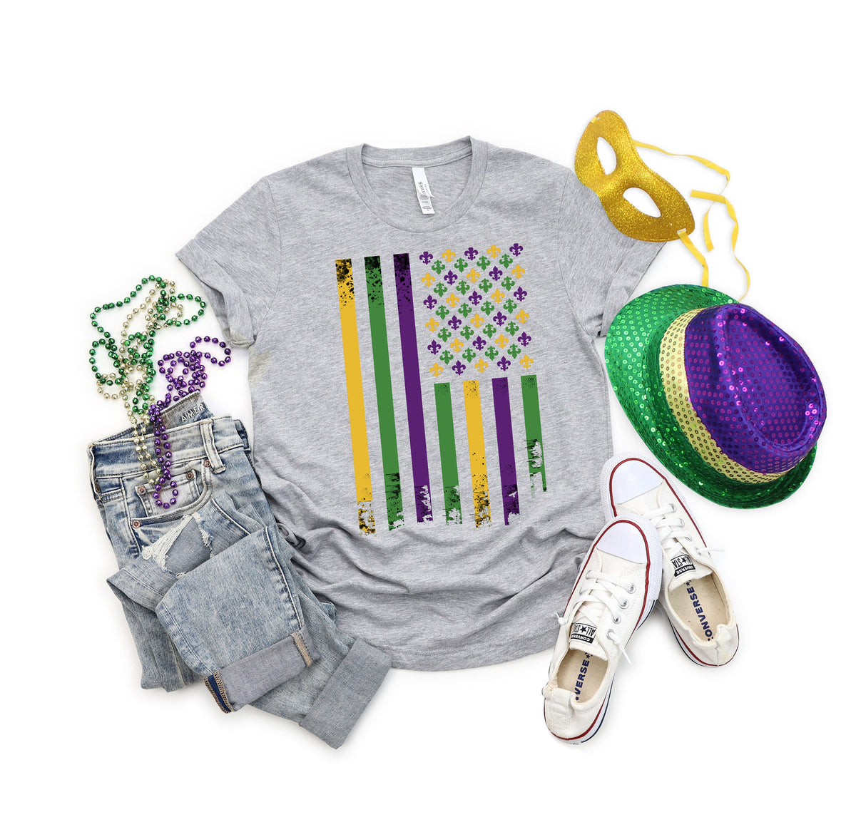 Mardi Gras American Flag Shirt: New Orleans Tee