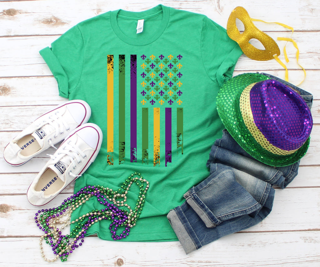 Mardi Gras American Flag Shirt: New Orleans Tee