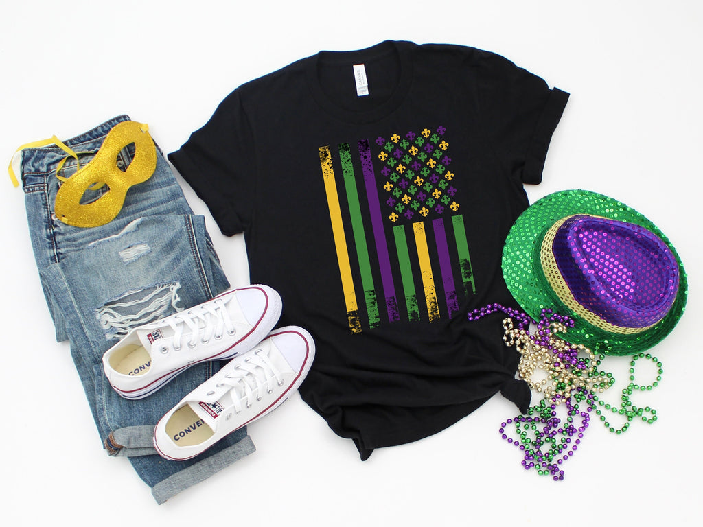 Mardi Gras American Flag Shirt: New Orleans Tee