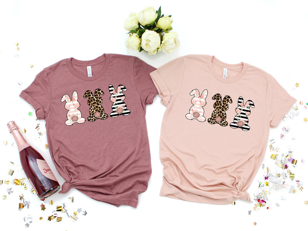 Leopard Easter Bunny Shirt, 3 Bunnies Easter Tee