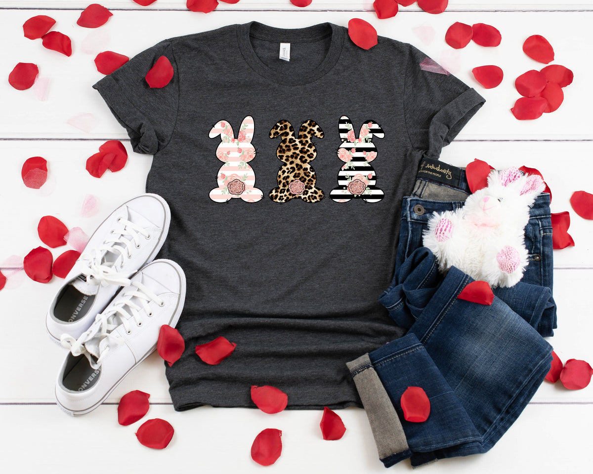 Leopard Easter Bunny Shirt, 3 Bunnies Easter Tee