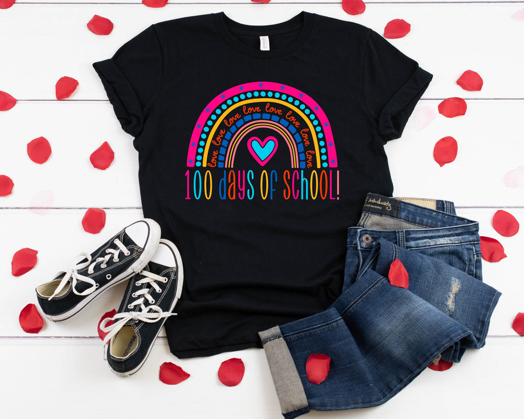 100 Days of School Shirt: Rainbow Teacher Shirt