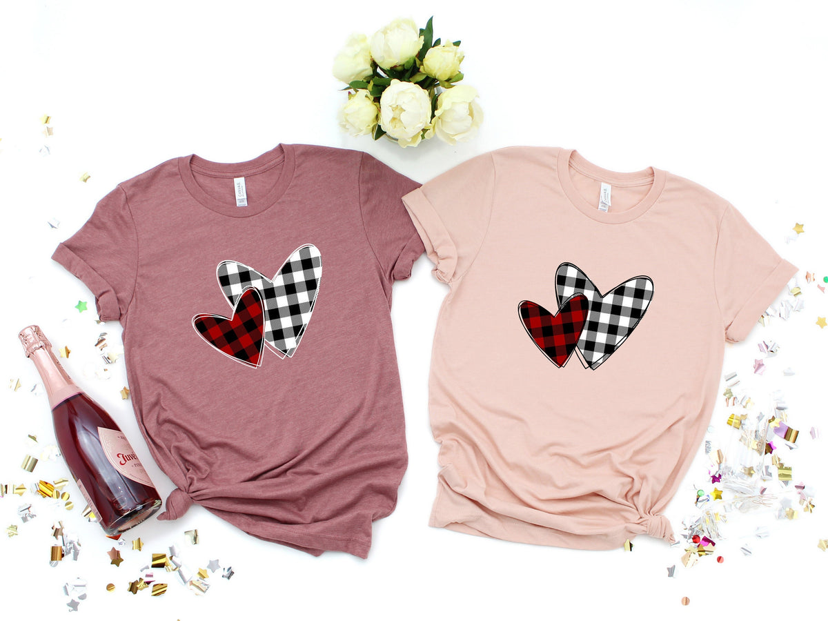 Buffalo Plaid Heart Valentines Day Shirt