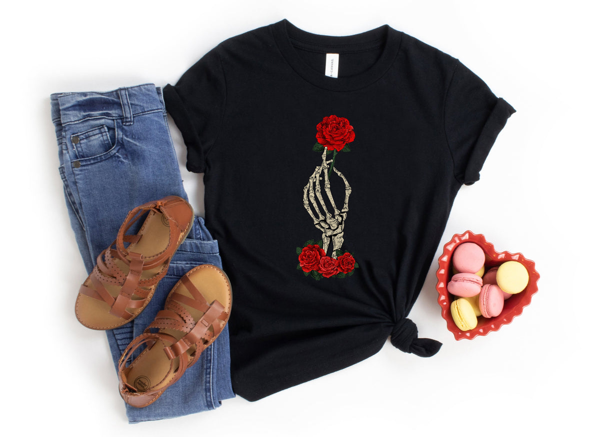Skeleton Rose Valentine Shirt: Gothic Romance Gift