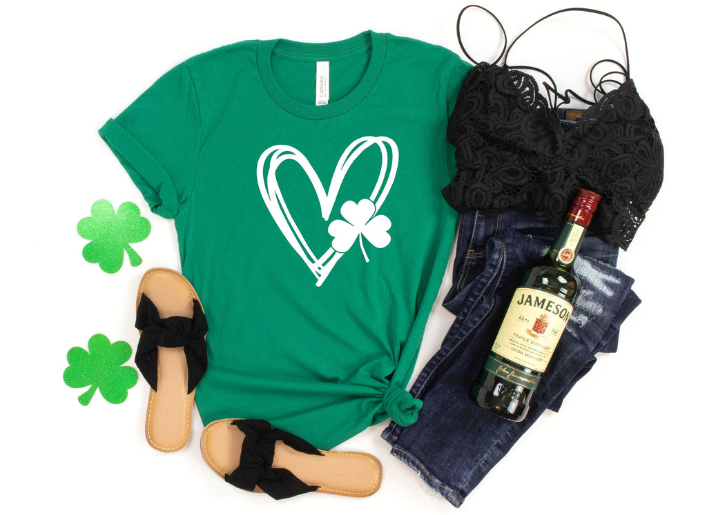Womens Heart Shamrock Sweatshirt - St Patricks Day Gift
