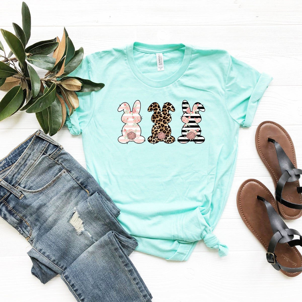 Leopard Easter Bunny Shirt, 3 Bunnies Easter Tee