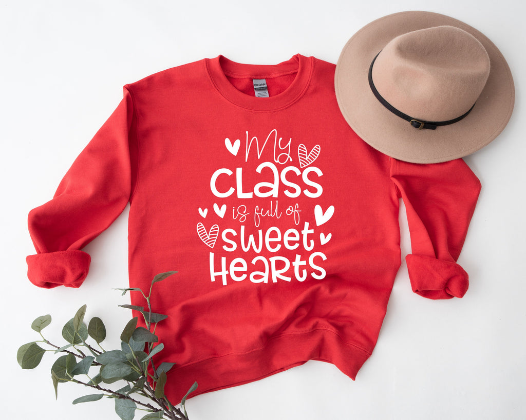 Valentine's Day Teacher T-Shirt, My Class Full Of Sweet Hearts Unisex Tee