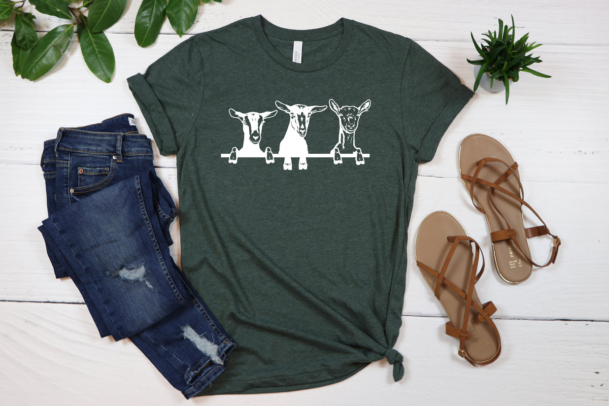 Cute Goats Graphic T-Shirt, Farm Animal Tee