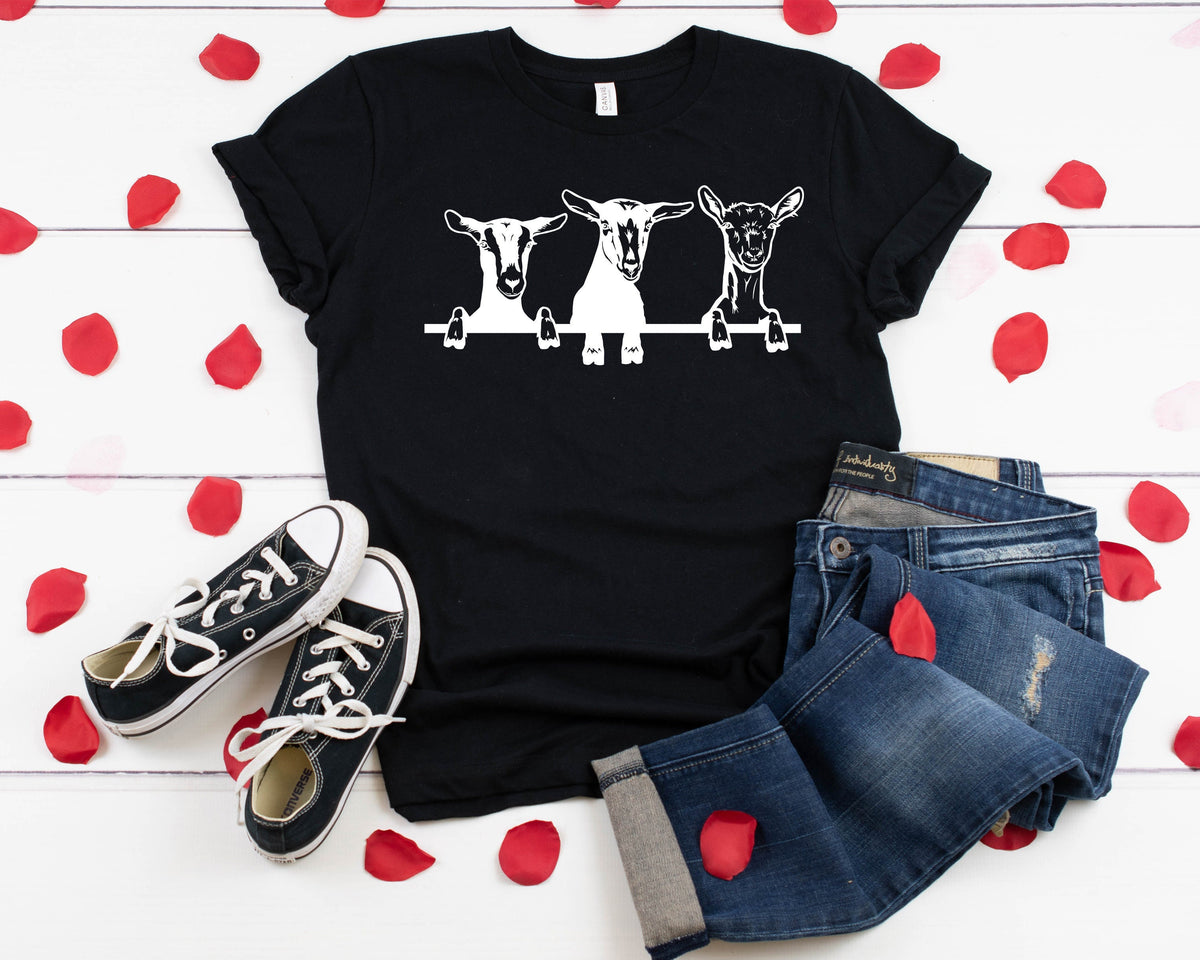 Cute Goats Graphic T-Shirt, Farm Animal Tee