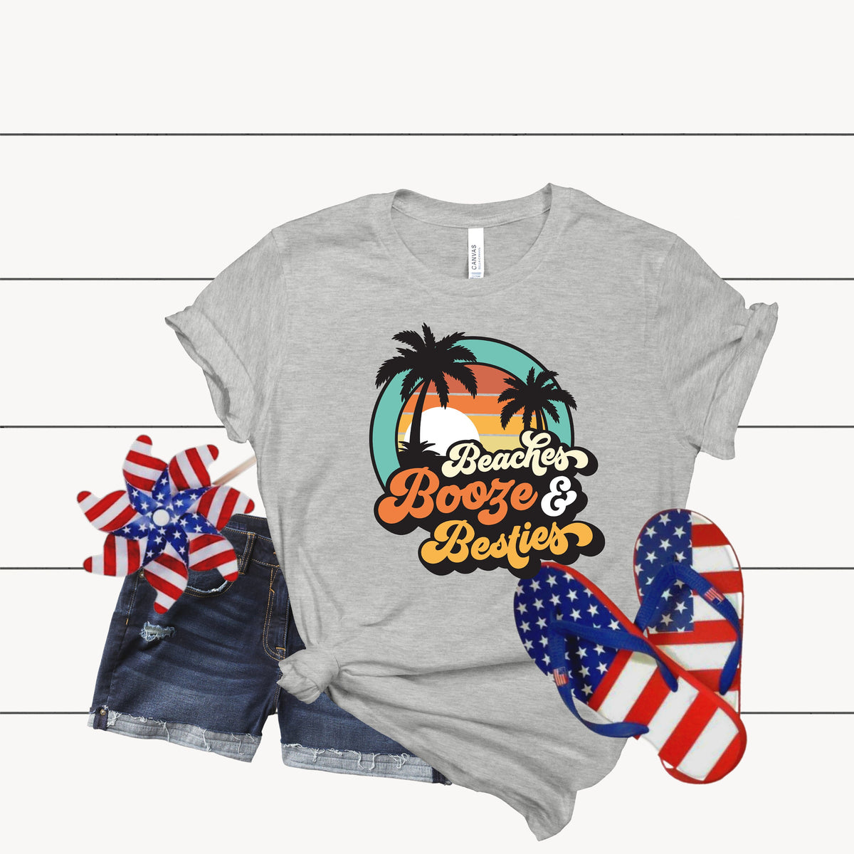 Beaches Booze Besties Shirt: Funny Girls Vacation Tee