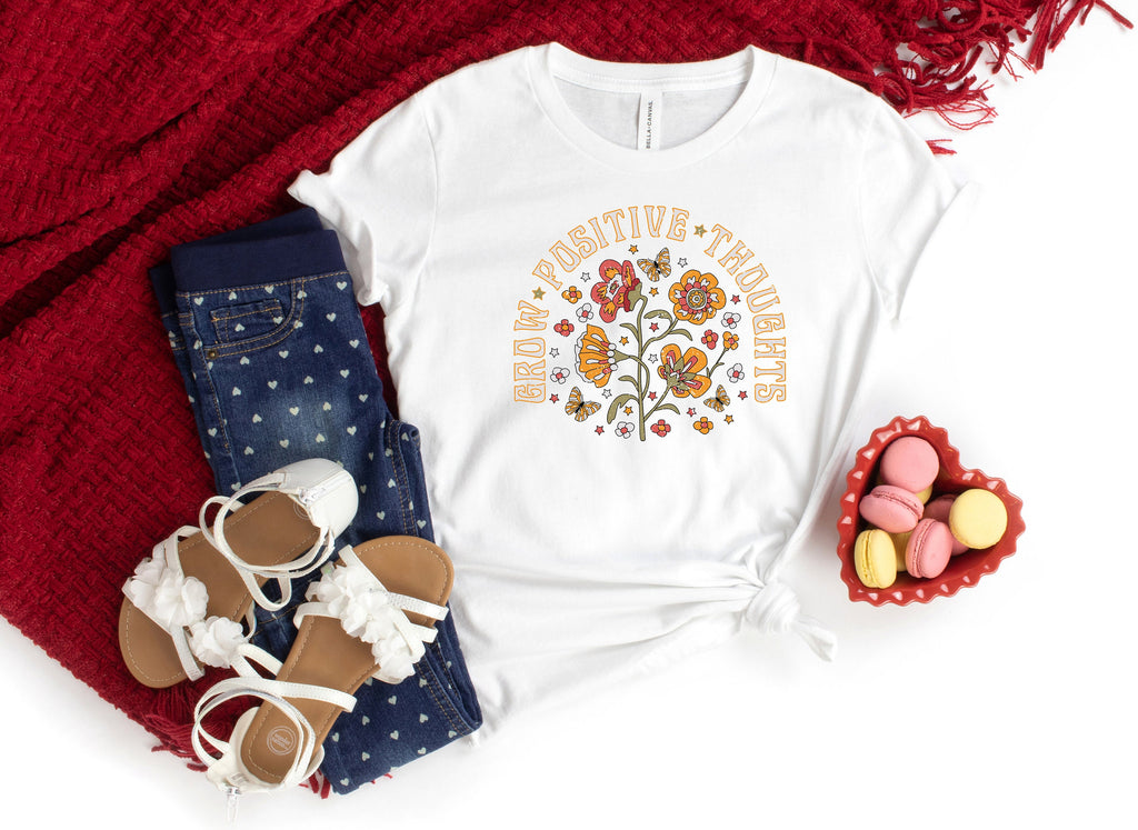 Grow Positive Thoughts Shirt: Floral Mental Health Tee