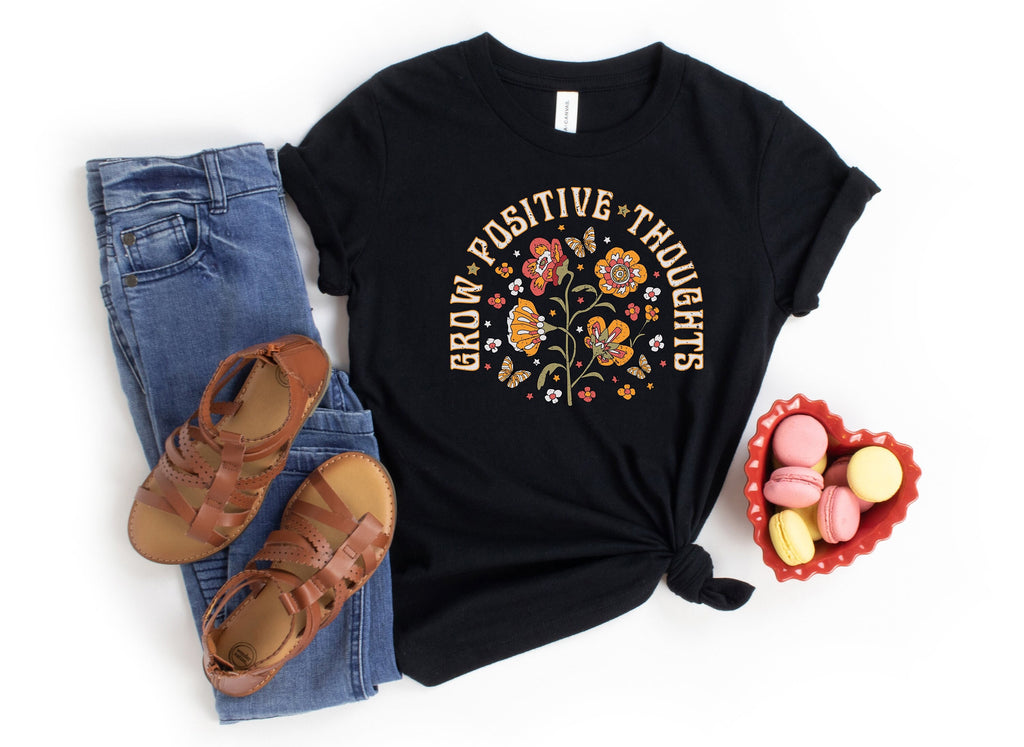 Grow Positive Thoughts Shirt: Floral Mental Health Tee