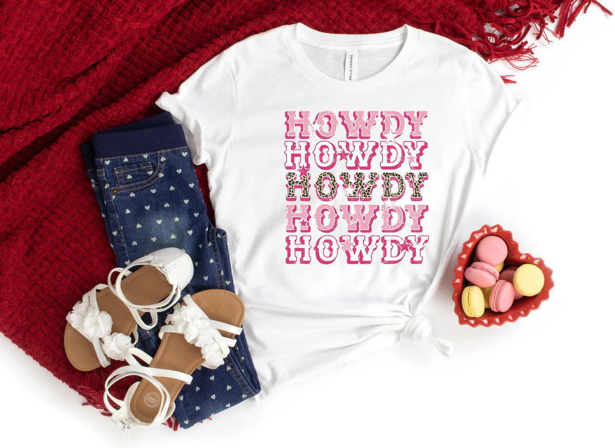 Howdy Pink Leopard Shirt: Country Western Rodeo Tee