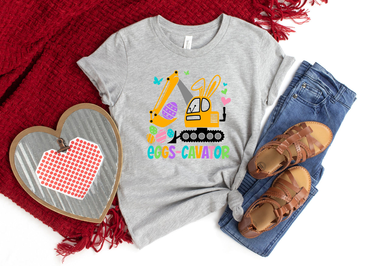 Kids Easter Shirt: Eggs-Cavator Bunny Tee
