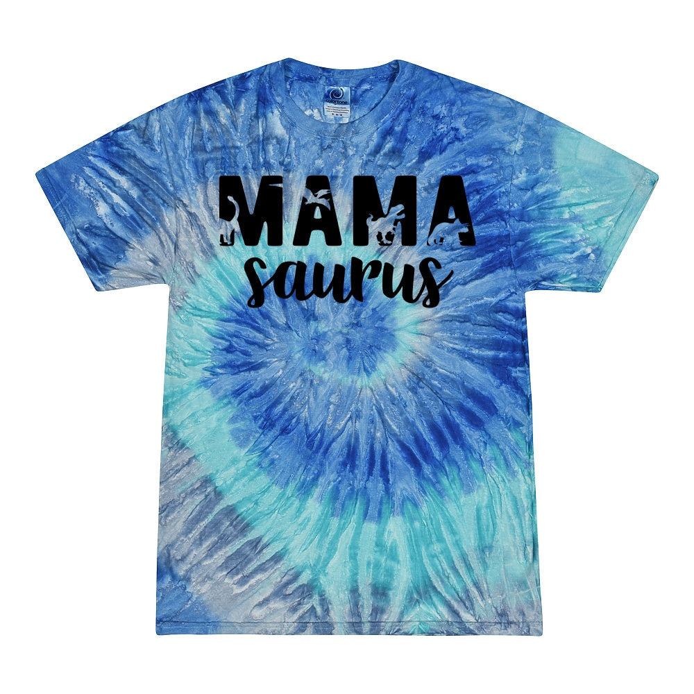 Mama Saurus Tie Dye Shirt: Funny Dinosaur Mom Gift