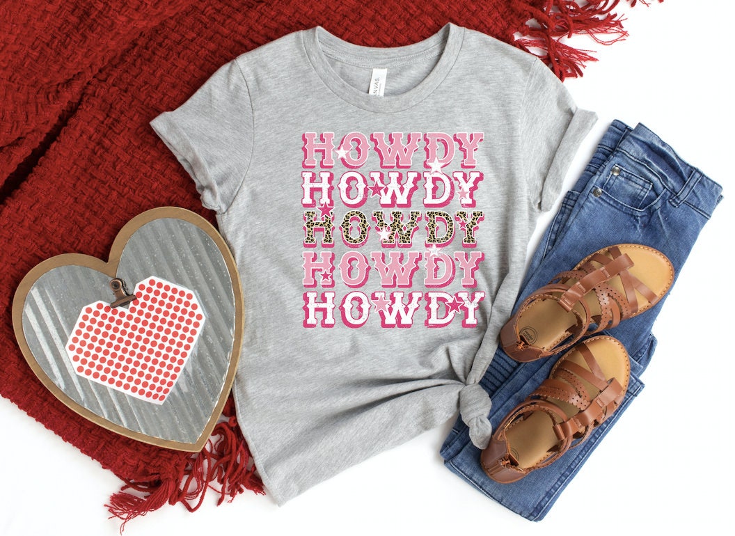 Howdy Pink Leopard Shirt: Country Western Rodeo Tee