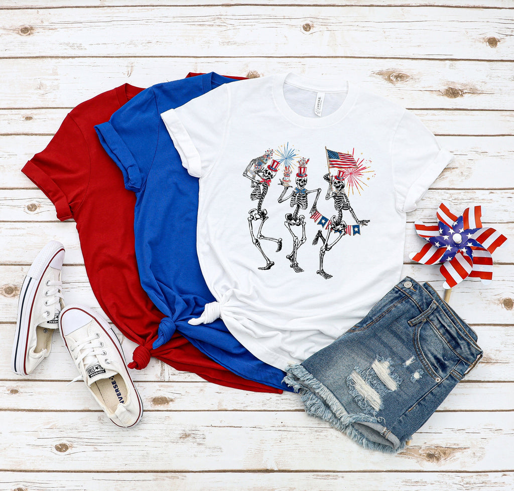 Fourth of July Skeleton Shirt: Patriotic Stars & Stripes Tee
