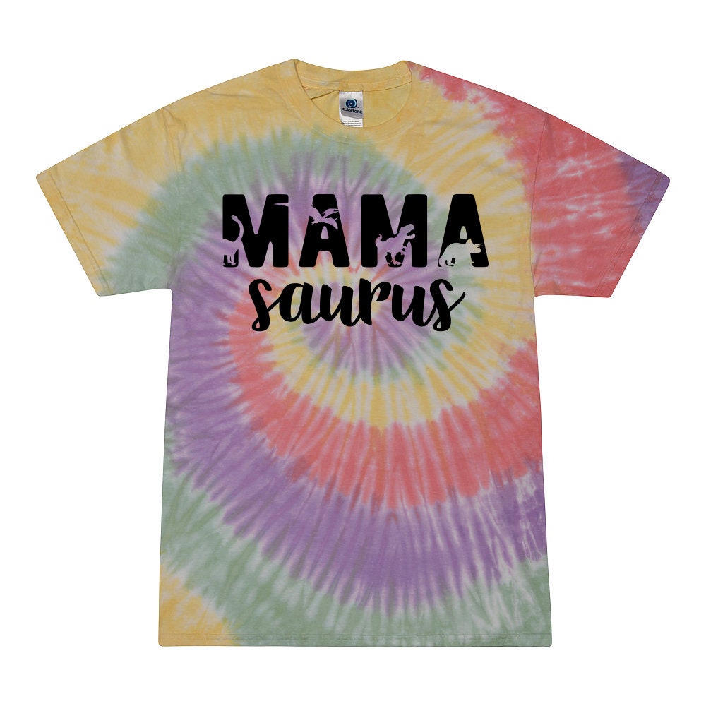 Mama Saurus Tie Dye Shirt: Funny Dinosaur Mom Gift