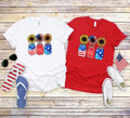 Patriotic Sunflower Shirt: Retro American Flag 4th of July Tee