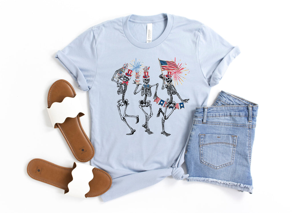 Fourth of July Skeleton Shirt: Patriotic Stars & Stripes Tee