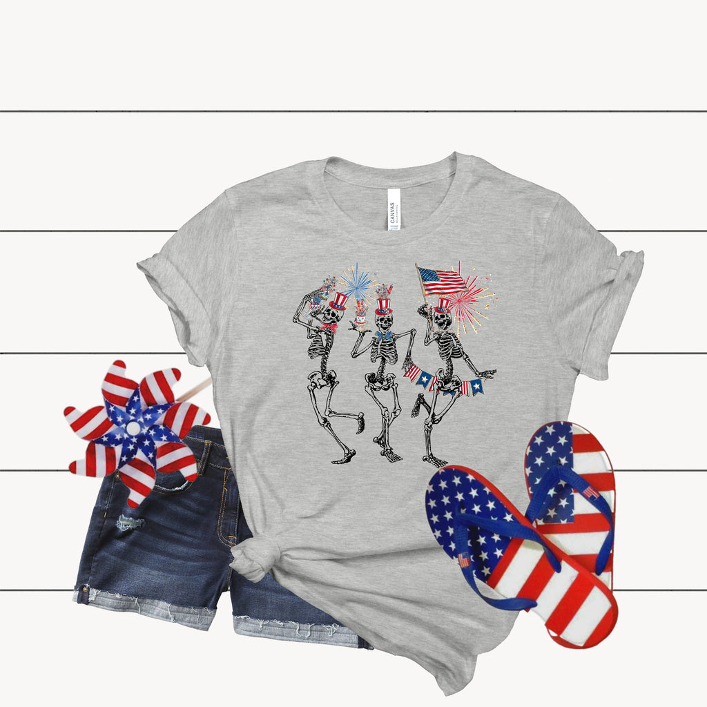 Fourth of July Skeleton Shirt: Patriotic Stars & Stripes Tee
