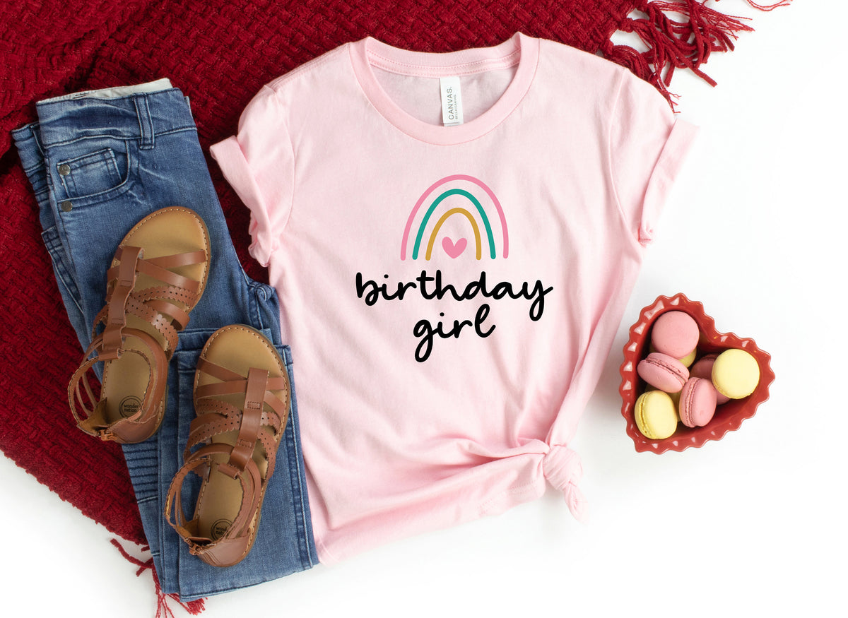 Birthday Girl Rainbow Shirt: Cotton Birthday Party Tee