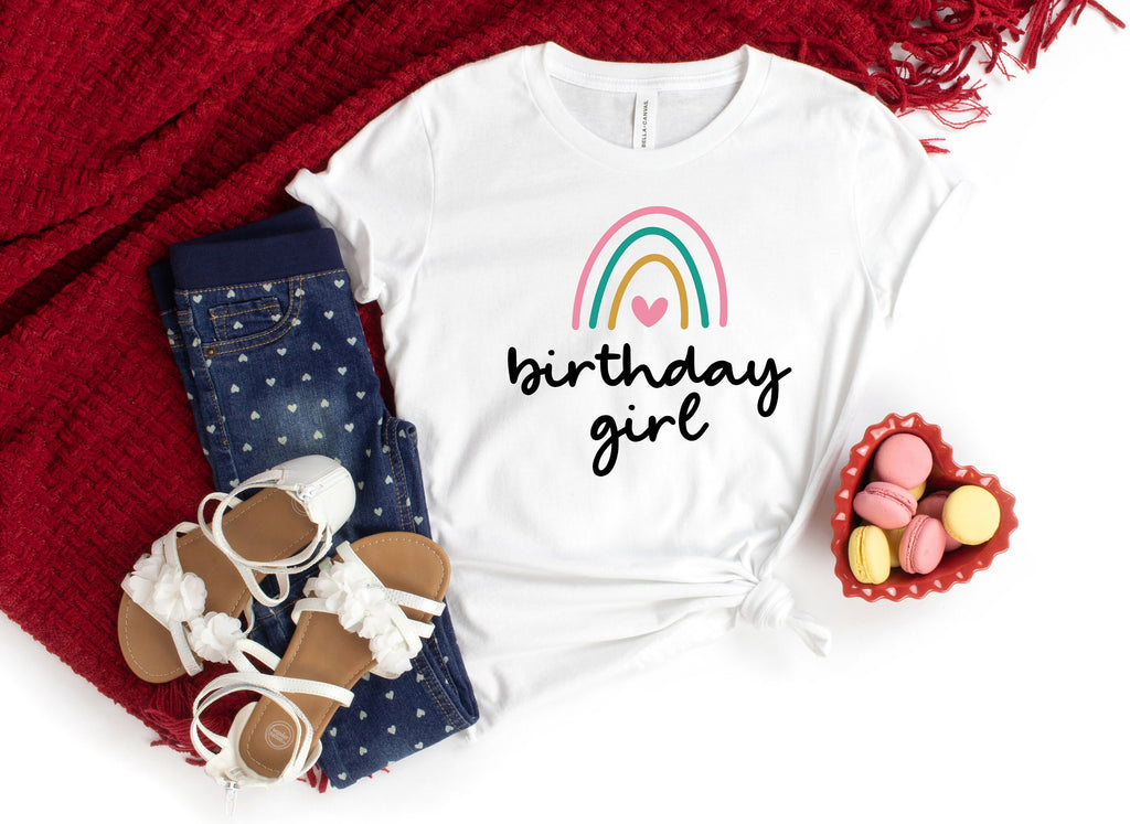 Birthday Girl Rainbow Shirt: Cotton Birthday Party Tee
