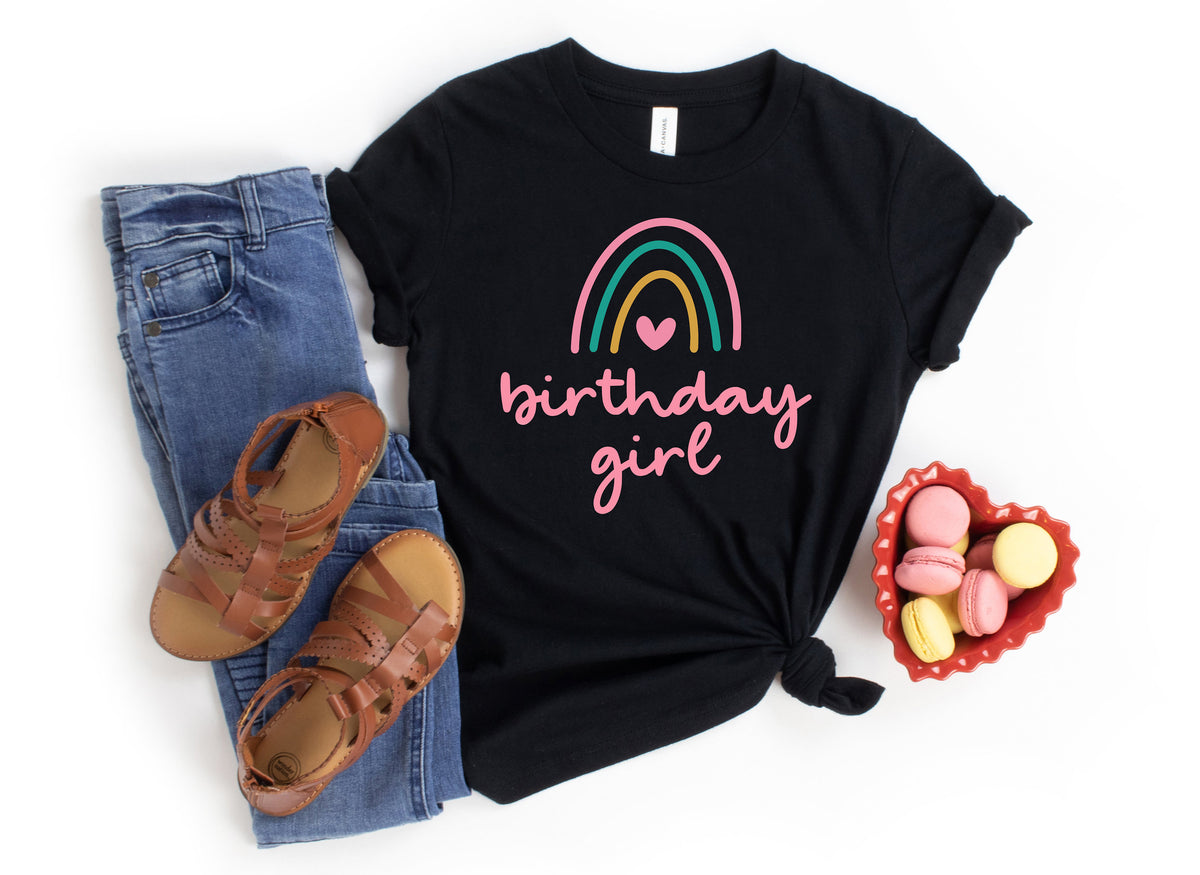Birthday Girl Rainbow Shirt: Cotton Birthday Party Tee