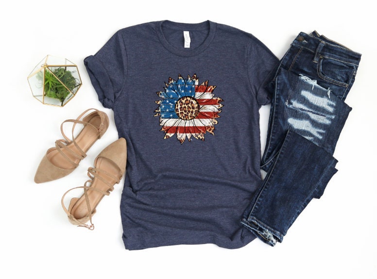 American Flag Sunflower Shirt: 4th of July Graphic Tee