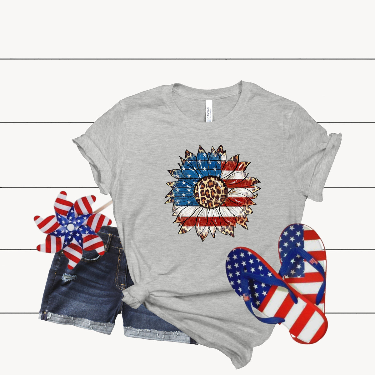 American Flag Sunflower Shirt: 4th of July Graphic Tee