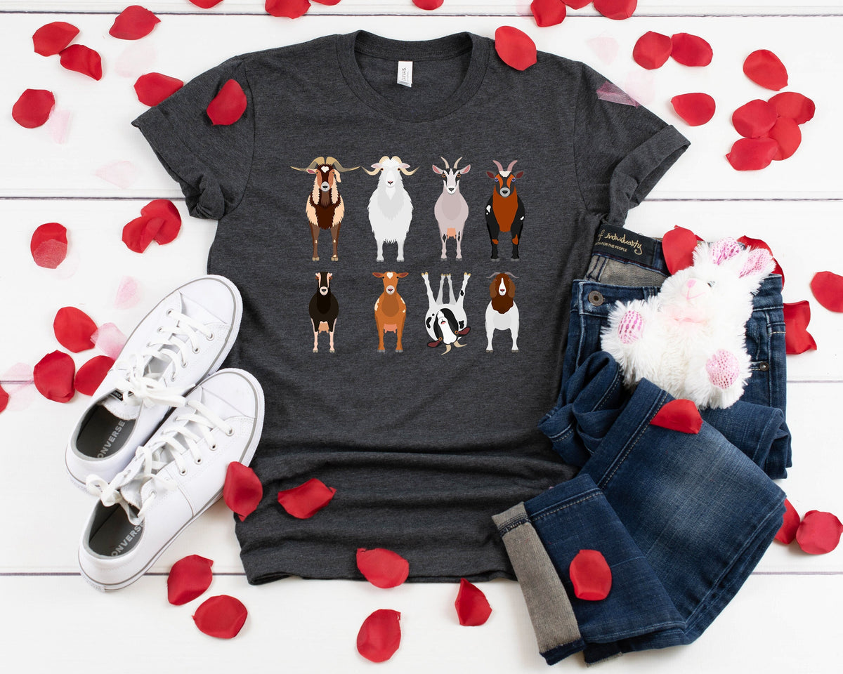 Goat Breeds T-Shirt, Farm Animal Shirt, Cute Farm Gift