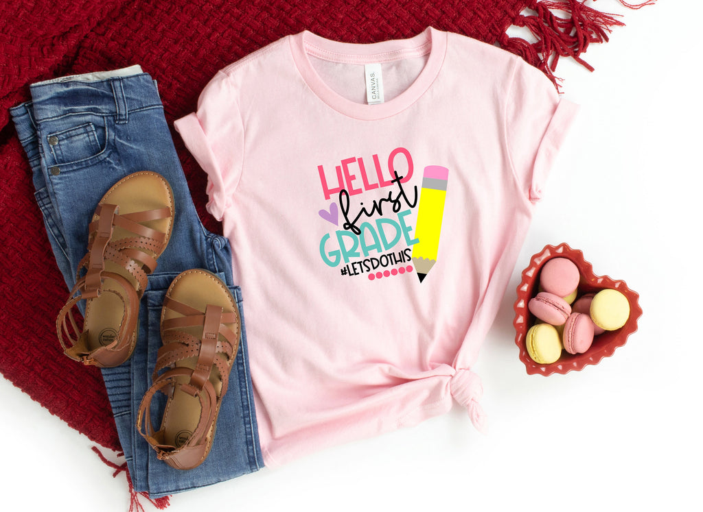 Hello First Grade Teacher Shirt: Back to School Gift