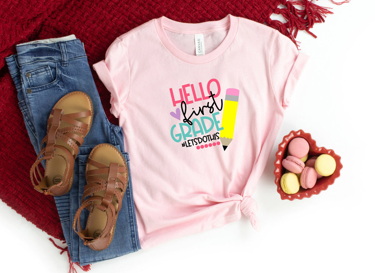 Hello First Grade Teacher Shirt: Back to School Gift