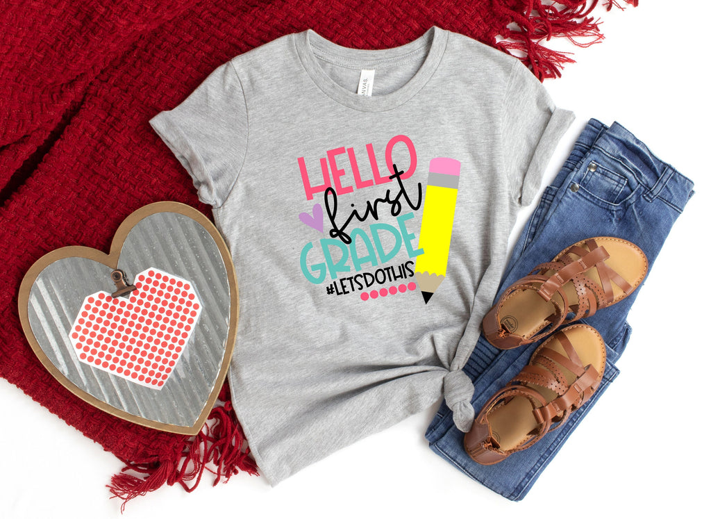Hello First Grade Teacher Shirt: Back to School Gift