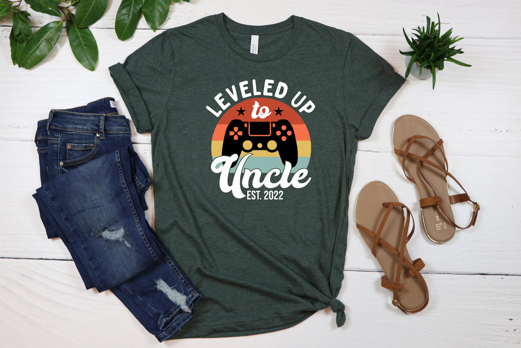 Leveled Up To Uncle T-Shirt: Pregnancy Announcement Tee