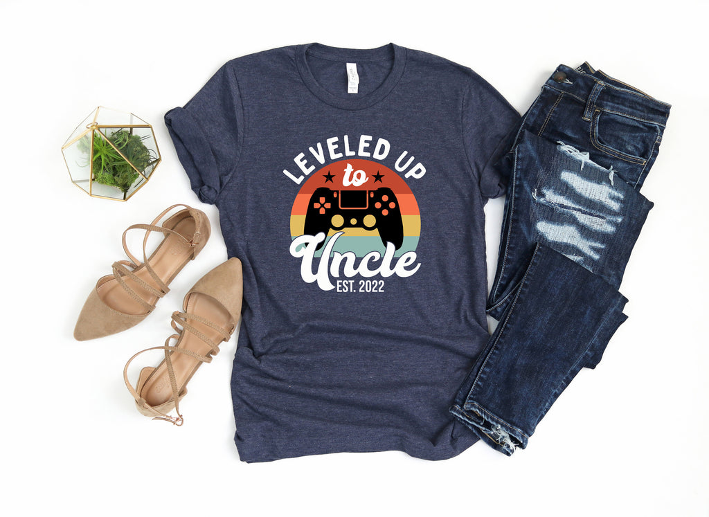 Leveled Up To Uncle T-Shirt: Pregnancy Announcement Tee