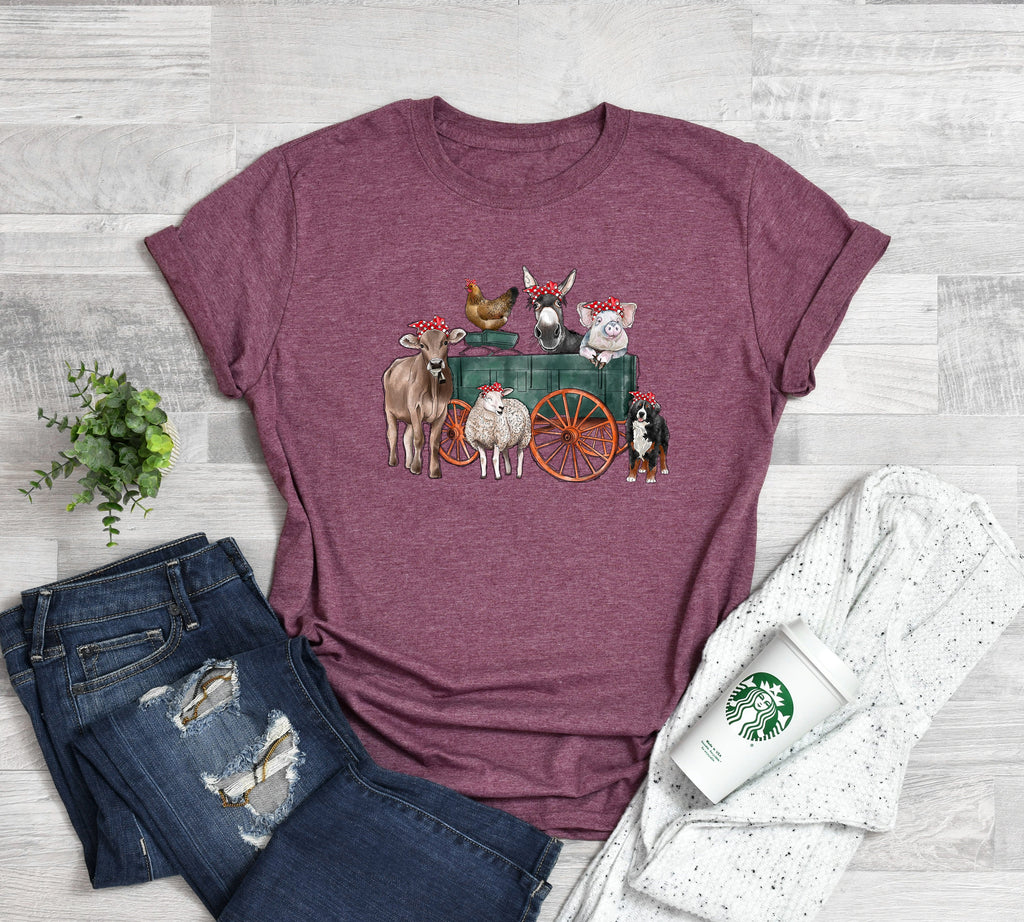 Farm Animal Truck T-Shirt, Mom T-Shirt, Support Farmer Shirt