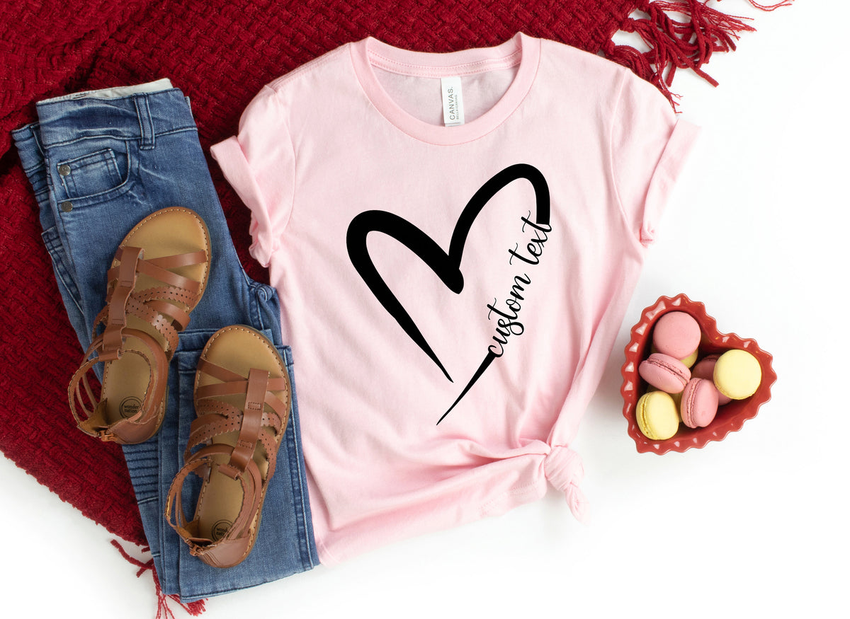 Custom Heart Line Shirt: Personalized Family Name Tee