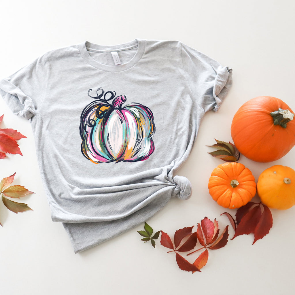 Watercolor Pumpkin T-shirt: Colorful Fall Halloween Shirt