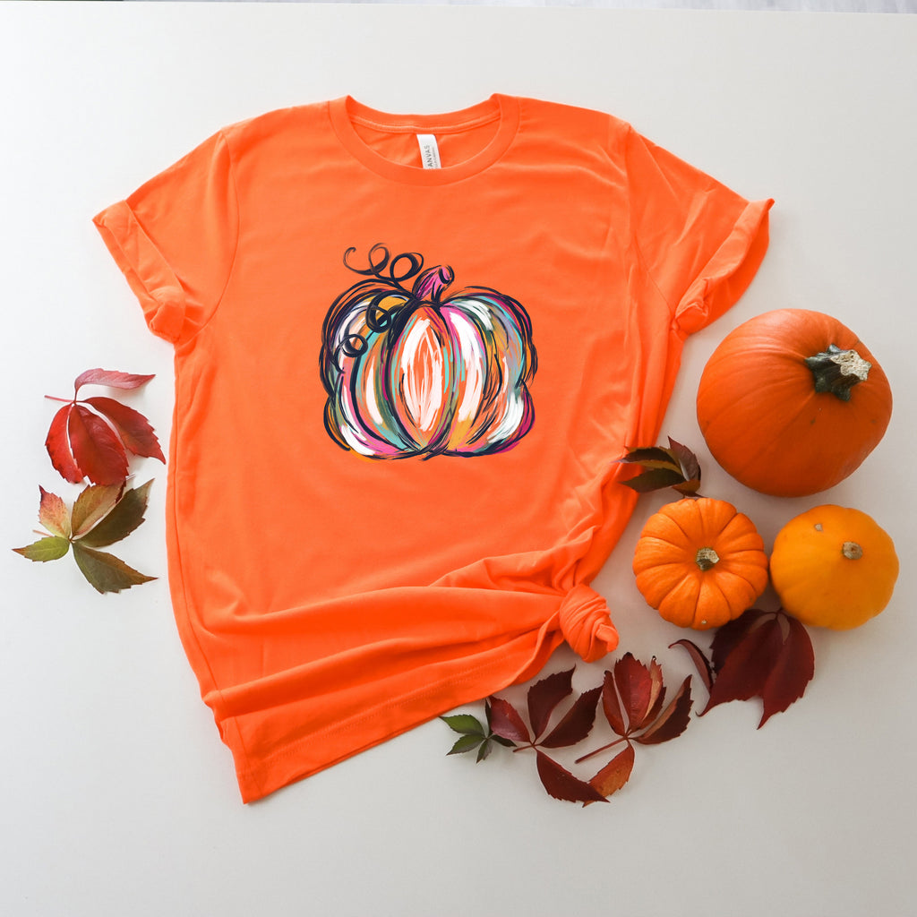 Watercolor Pumpkin T-shirt: Colorful Fall Halloween Shirt