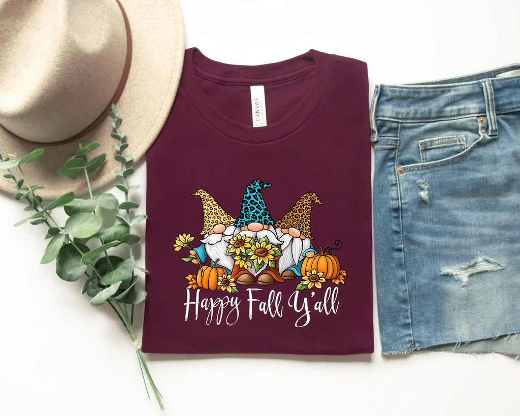 Happy Fall Y'all Gnomes Shirt, Thanksgiving Gnomes Tee