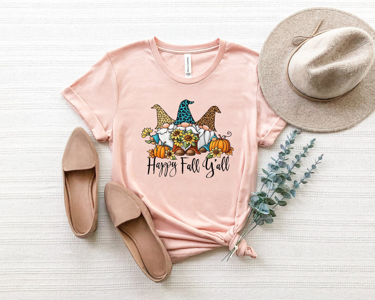Happy Fall Y'all Gnomes Shirt, Thanksgiving Gnomes Tee
