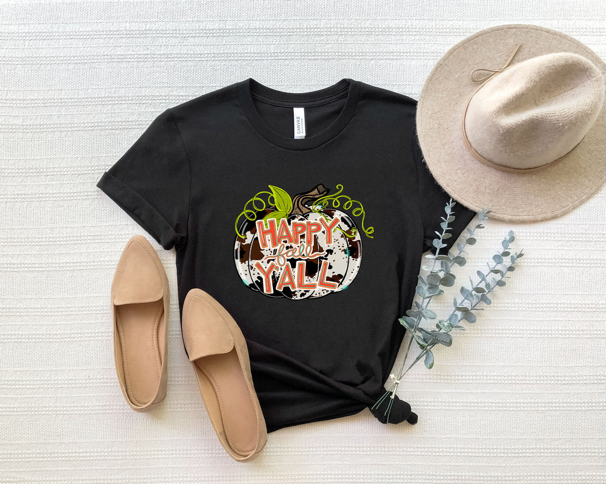 Leopard Pumpkin Fall Y'all Shirt - Thanksgiving Autumn Tee