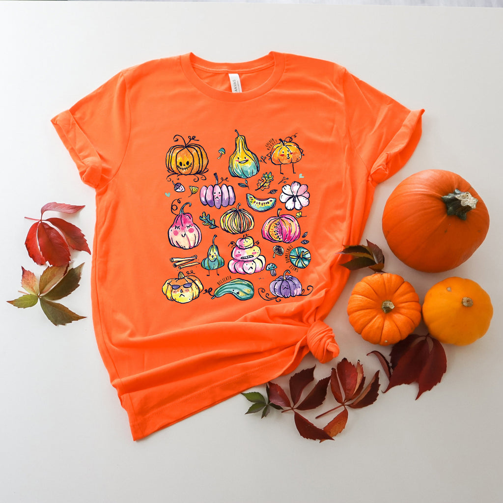 Watercolor Pumpkins T-shirt: Colorful Halloween Autumn Shirt