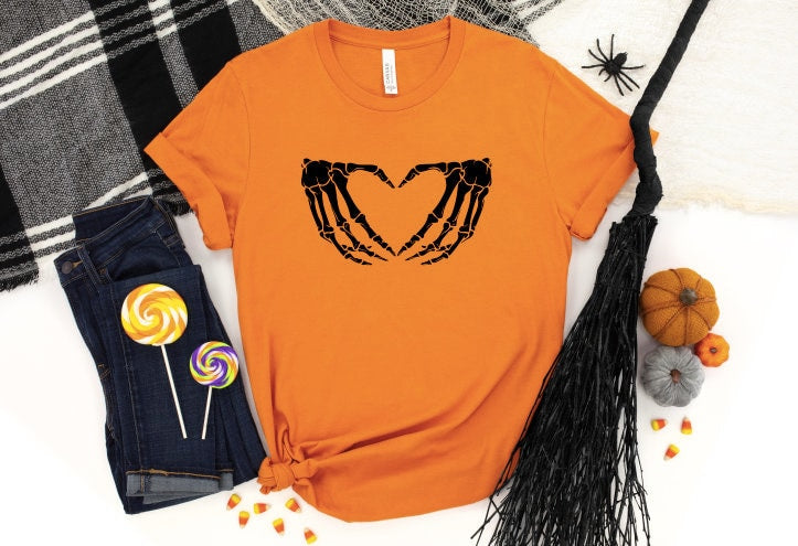 Skeleton Heart Hands Halloween Shirt